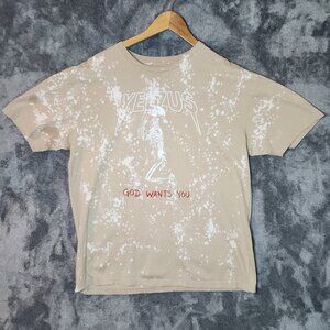 Yeezus Tour God Wants You Skeleton Graphic T Shirt XL Kanye West Rap Tee Tan SS